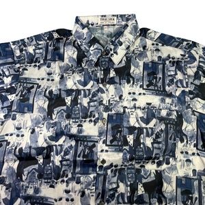 THAI SILK By Apple Shirt Men’s Short Sleeve Button Front Sz. M Pharaoh Print